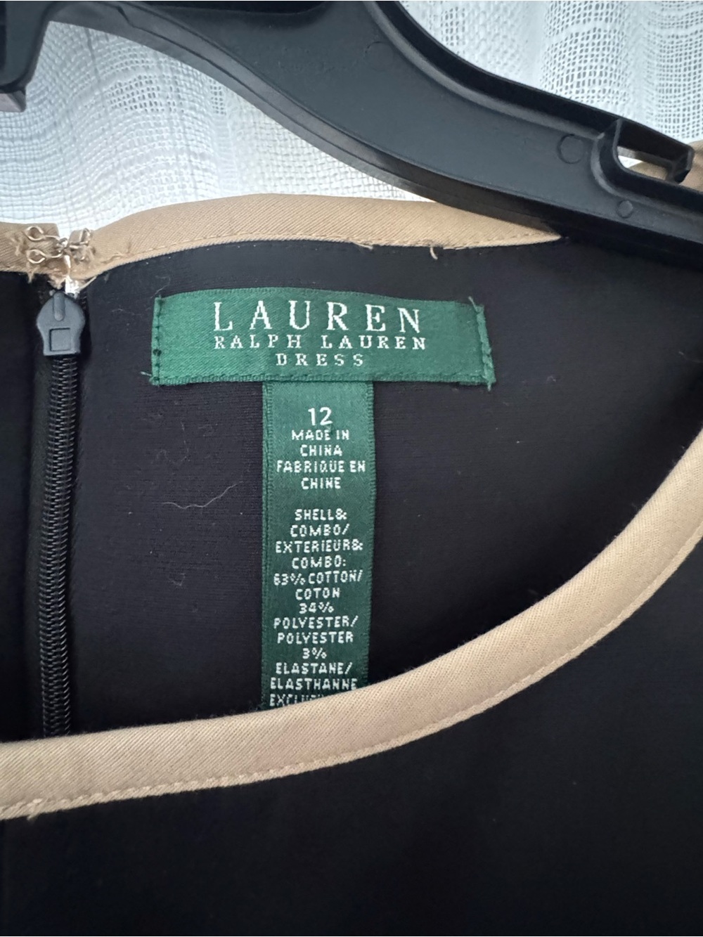 Ralph Lauren Black Sleeveless Shift Dress with Tan Trim - Picture 2 of 3